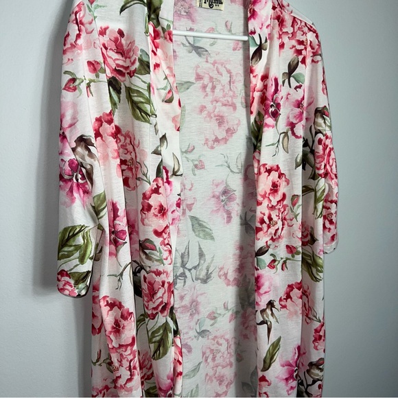 &Show me your mumu open front long cardigan flowers rose peonies floral pink o/s - Picture 3 of 7